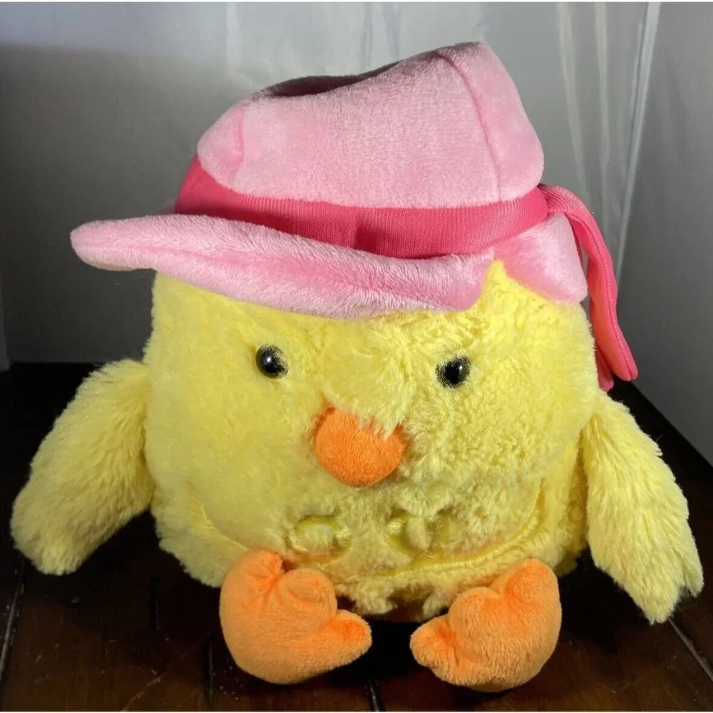 Animal Adventure Plush Yellow Chick Stuffed Animal Toy Pink Hat Orange Feet 2018